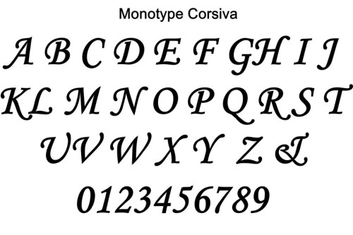 how to use monotype corsiva in latex